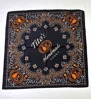 Tito's Handmade Vodka Black Paisley Logo Bandana Handkerchief